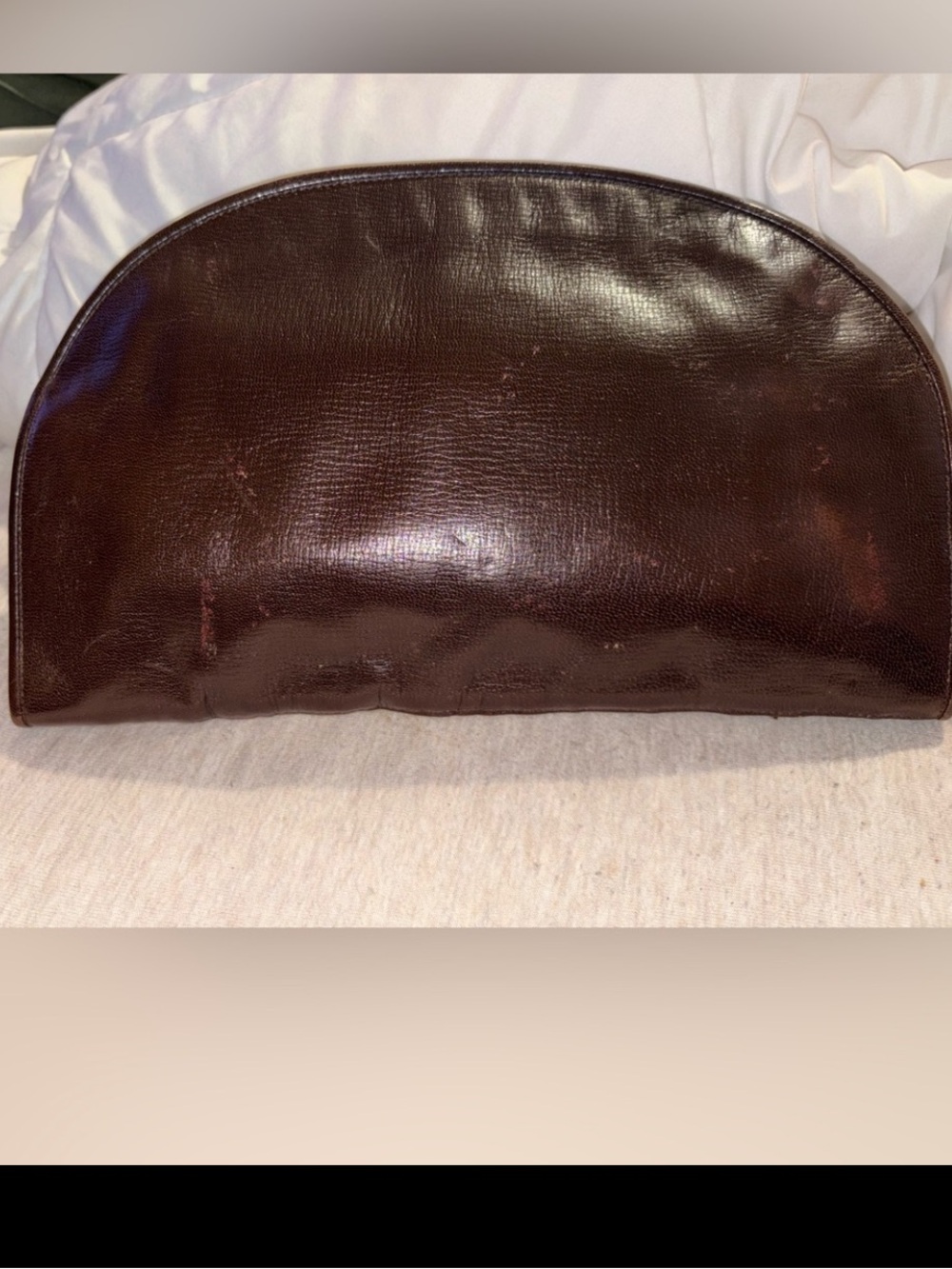FENDI RARE AUTHENTIC VINTAGE FENDI ROMA ABSTRACT LEATHER APPLIQUÉ DOME CLUTCH - Picture 2 of 12